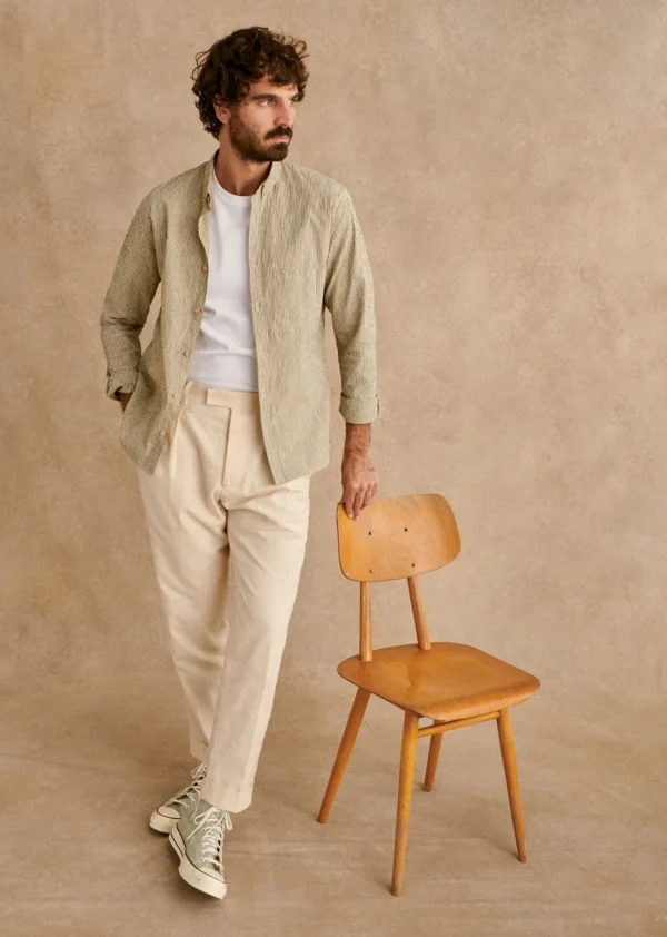 Sezane Hemd Charlie Seersucker Coton Lin< Gestreifte hemden | Seersucker-Hemden