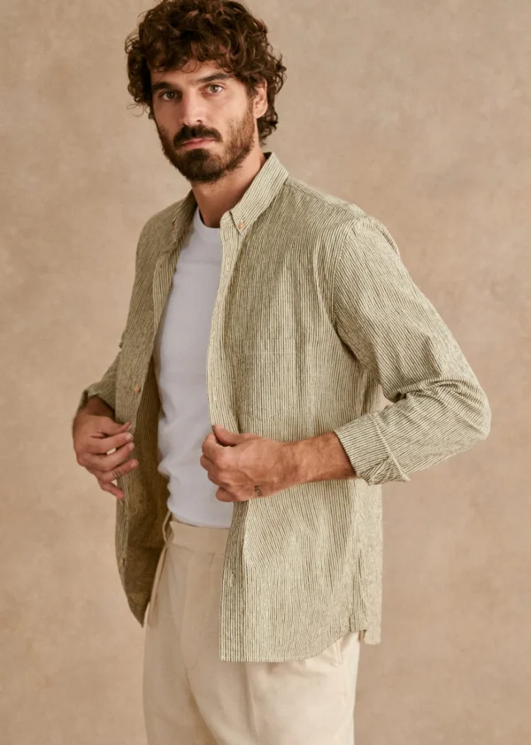 Sezane Hemd Charlie Seersucker Coton Lin< Gestreifte hemden | Seersucker-Hemden