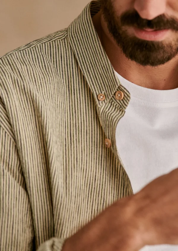 Sezane Hemd Charlie Seersucker Coton Lin< Gestreifte hemden | Seersucker-Hemden