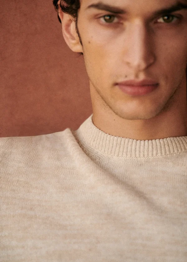 Sezane Pullover Tobias< Rundhals-ausschnitt | Pullover aus baumwolle und leinen