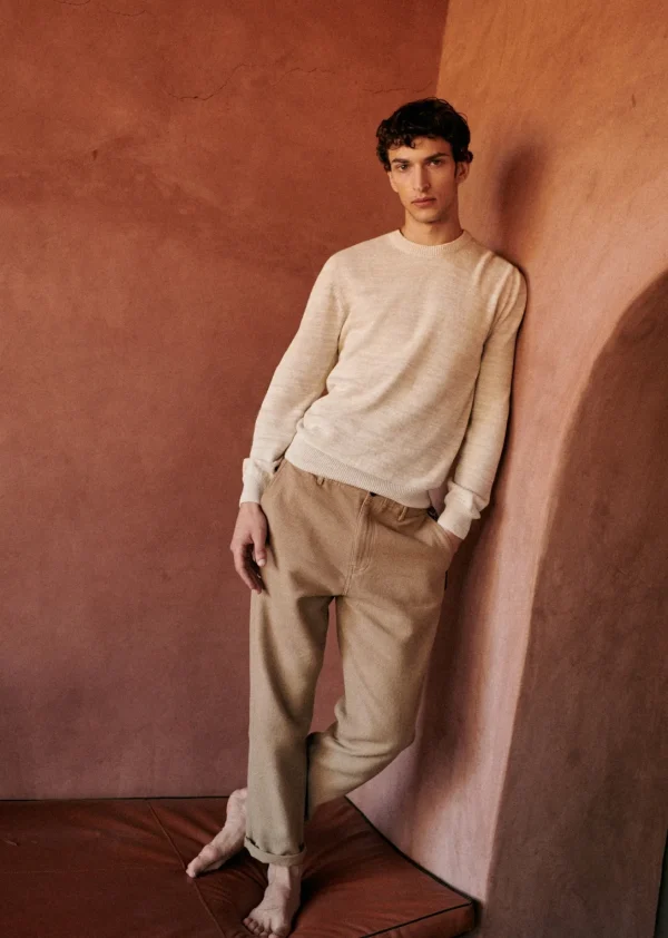Sezane Pullover Tobias< Rundhals-ausschnitt | Pullover aus baumwolle und leinen