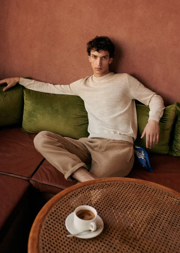 Sezane Pullover Tobias< Rundhals-ausschnitt | Pullover aus baumwolle und leinen