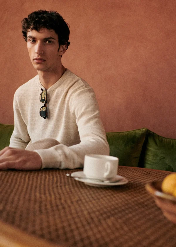 Sezane Pullover Tobias< Rundhals-ausschnitt | Pullover aus baumwolle und leinen