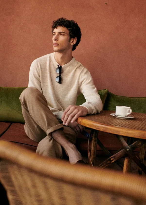 Sezane Pullover Tobias< Rundhals-ausschnitt | Pullover aus baumwolle und leinen
