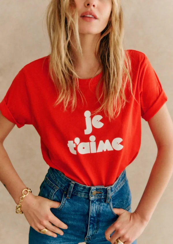 Sezane T-Shirt Je T'aime - Rosa Schöpfung< T-shirts