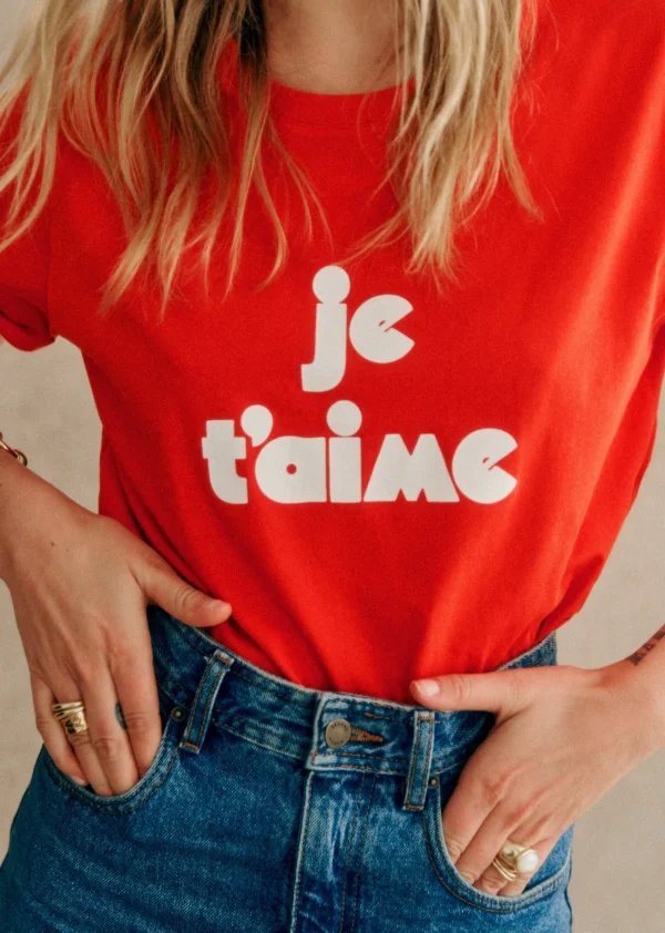 Sezane T-Shirt Je T'aime - Rosa Schöpfung< T-shirts