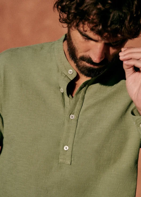 Sezane Tunika Buster< Hemden mit Mao-Kragen | Gestreifte hemden