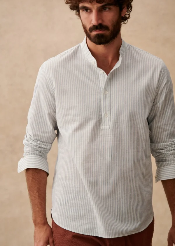 Sezane Tunika Buster< Hemden mit Mao-Kragen | Gestreifte hemden