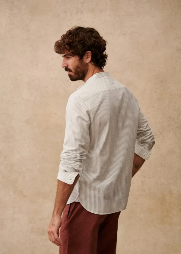 Sezane Tunika Buster< Hemden mit Mao-Kragen | Gestreifte hemden