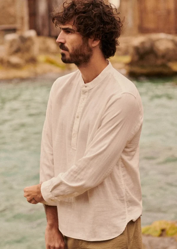 Sezane Tunika Buster< Hemden mit Mao-Kragen | Gestreifte hemden